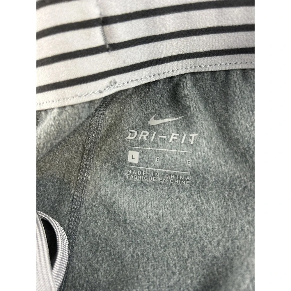 Nike Men's Gray Fleece Dri-Fit Sweatpants Sz L Pockets Elastic Waist Drawstring‎